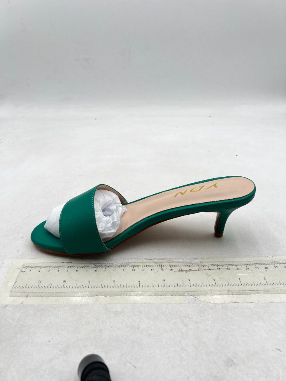 YDN Green Comfy Kitten Low Heel Mules Slip on Clog Sandals Open Toe Dress Shoes